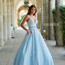 Ballgown Dresses Amarra 20131 Loan Lace A Line Prom Dress V Neck Formal Embellished Gown