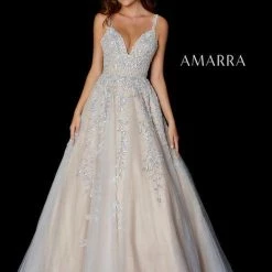 Ballgown Dresses Amarra 20131 Loan Lace A Line Prom Dress V Neck Formal Embellished Gown