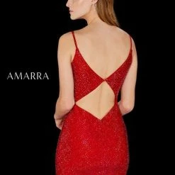 Amarra 20168 Short Fitted Crystal Embellished Formal Cocktail Dress Backless