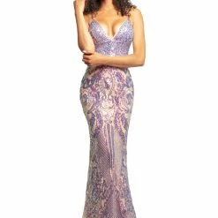 In Stock Johnathan Kayne 2017 Size 2 Purple Sequin Pageant Gown Prom Dress V Neck Multi