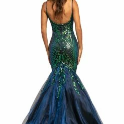 In Stock Johnathan Kayne 2018 Sequin Mermaid Iridescent Prom Dress Size 2, 8,10 Pageant Gown High Neck