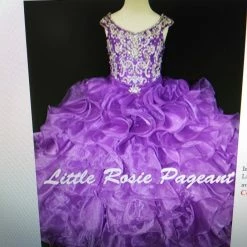 In Stock Little Rosie LR2175 Size 12 Purple Girls Glitz Pageant Dress Corset Ruffle Ballgown Skirt