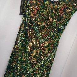 In Stock Primavera Couture 9513 Long Fitted Sequin Prom Dress Slit Plus Size Gown Pageant Size 16