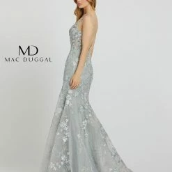 Mermaid Dresses Mac Duggal 20206M Sheer Embellished Lace Mermaid Prom Dress Backless Pageant