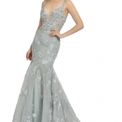 Mermaid Dresses Mac Duggal 20206M Sheer Embellished Lace Mermaid Prom Dress Backless Pageant