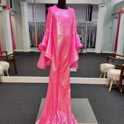 Sequin Dresses Ashley Lauren Kids 8071 Sequin Jumpsuit Long Bell Sleeve Pageant Fun Fashion