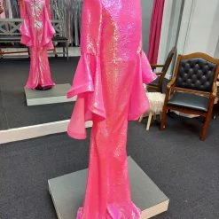 Sequin Dresses Ashley Lauren Kids 8071 Sequin Jumpsuit Long Bell Sleeve Pageant Fun Fashion