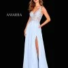 Amarra 20212 Long Sleeveless Lace Chiffon Maxi Slit Skirt Pockets Prom Dress Backless Dresses