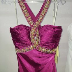 In Stock Jasz Couture Satin Prom Dress 4575 Purple Size 4 Pageant Gown Evening Backless Dresses