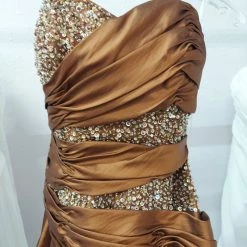 Glass Slipper Formals Tiffany Designs 6564 Size 6 Copper Formal Prom Dress Slit Strapless CLEARANCE