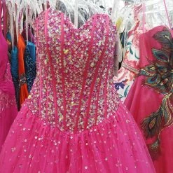 In Stock Ballgown Dresses Tiffany 56241 Fuchsia Size 4 Ballgown Formal Prom Dress Strapless Corset Gown