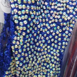 In Stock Primavera Couture 1104 Blue Size 8, 10 Sequin Fitted Strapless Slit Dress Formal Gown