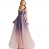 Mac Duggal 20221 IEENA Ombre V Neck Prom Dress Formal Ballgown V Neck Gown Ballgown Dresses