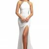 Johnathan Kayne 2023 Fit Flare Mermaid Pageant Prom Dress High Neck Sheer Cutout
