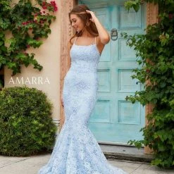 Backless Dresses Amarra 20255 Embellished Lace Gown Lace Up Back And Mermaid Fit Prom Dress