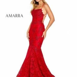 Backless Dresses Amarra 20255 Embellished Lace Gown Lace Up Back And Mermaid Fit Prom Dress