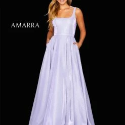 Amarra 20308 Shimmer Ball Gown With A Scoop Neckline With Pockets And Slit