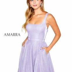 Amarra 20308 Shimmer Ball Gown With A Scoop Neckline With Pockets And Slit