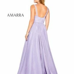 Amarra 20308 Shimmer Ball Gown With A Scoop Neckline With Pockets And Slit