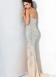 Jovani 4247 Sweetheart Embellished Evening Gown With High Slit