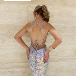 In Stock Blush Prom 20401 Size 0 Short Fitted Sequin Backless Cocktail Formal Dress V Neck Corset