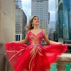 In Stock Blush Prom 20408 Size 4 Red Short Shimmer Backless Formal Cocktail Dress Sequin Fit & Flare Gown Backless Dresses