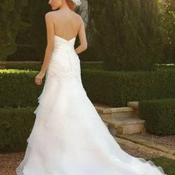 In Stock Mermaid Dresses Casablanca Bridal 2043 Size 10 Fit & Flare Wedding Dress Ruffle Bridal Gown Strapless