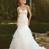 In Stock Mermaid Dresses Casablanca Bridal 2043 Size 10 Fit & Flare Wedding Dress Ruffle Bridal Gown Strapless