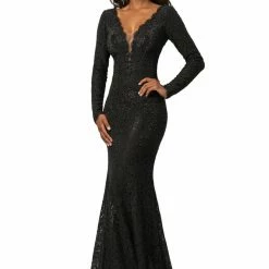 Discontinued Johnathan Kayne 2053 Embellished Lace Prom Dress Long Sleeve Wedding Dress Pageant Gown