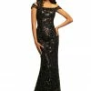 In Stock Johnathan Kayne 2064 Size 6 Black Sequin Off Shoulder Prom Dress Pageant Gown 2020