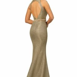 In Stock Johnathan Kayne 2071 Size 0 Long Metallic Glitter Prom Dress Pageant Gown V Neck Pink