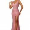 In Stock Johnathan Kayne 2071 Size 0 Long Metallic Glitter Prom Dress Pageant Gown V Neck Pink