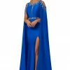 In Stock Johnathan Kayne 2075 Size 4 Embellished High Neckline Pageant Dress Cape Evening Gown