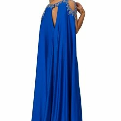 In Stock Johnathan Kayne 2075 Size 4 Embellished High Neckline Pageant Dress Cape Evening Gown
