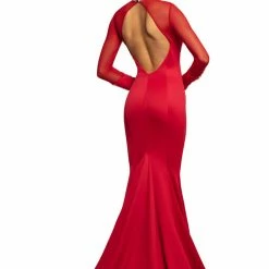 Discontinued Johnathan Kayne 2082 Long Sleeve Mermaid Prom Dress Pageant Gown Sheer Embellished Long Sleeve Dresses