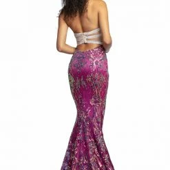 In Stock Mermaid Dresses Johnathan Kayne 2093 Sequin Mermaid Prom Dress Pageant Gown Crystal Choker Size 6,12,14