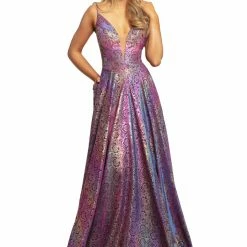 In Stock Johnathan Kayne 2094 Size 2 Iridescent Royal Metallic Prom Dress Plunging Neckline Holographic 9 In Stock Johnathan Kayne 2094 Size 2 Iridescent Royal Metallic Prom Dress Plunging Neckline Holographic
