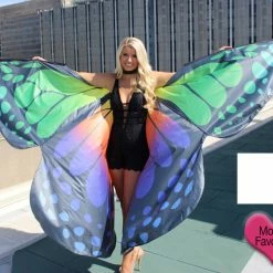 In Stock Johnathan Kayne 2100 Size 4 Black Lace Romper Butterfly Cape Sheer Cutout Jumpsuit