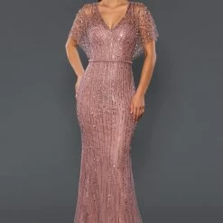 Stella Couture 21046 Long Lace Fitted Short Bell Sleeves Evening Dress Mother Of Gown
