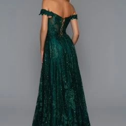 In Stock Stella Couture 21064 Size 12 Long Off The Shoulder Slit A Line Prom Dress Pageant Gown Lace