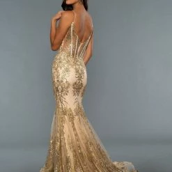 In Stock Stella Couture 21066 Size 10 Emerald Long Sheer Mermaid Shimmer Prom Dress Pageant Gown