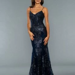 In Stock Stella Couture 21066 Size 2, 14 Black Long Sheer Mermaid Shimmer Prom Dress Pageant Gown