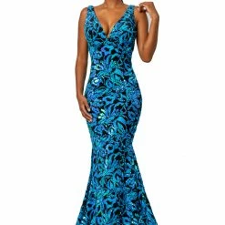 Mermaid Dresses Johnathan Kayne 2106 Velvet Sequin Mermaid Prom Dress Pageant Gown