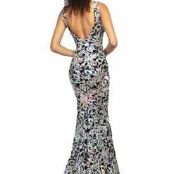 Johnathan Kayne 2106 Velvet Sequin Mermaid Prom Dress Pageant Gown V Neckline Mermaid Dresses