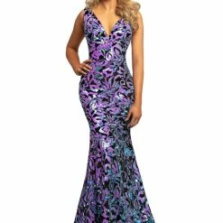 Johnathan Kayne 2106 Velvet Sequin Mermaid Prom Dress Pageant Gown V Neckline Mermaid Dresses