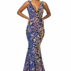 Mermaid Dresses Johnathan Kayne 2106 Velvet Sequin Mermaid Prom Dress Pageant Gown