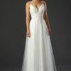 In Stock Ballgown Dresses Stella Couture 21084 Size 20 Long Lace V Neckline A Line Wedding Dress Bridal Gown