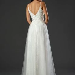 In Stock Ballgown Dresses Stella Couture 21084 Size 20 Long Lace V Neckline A Line Wedding Dress Bridal Gown