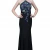 In Stock Backless Dresses Nina Canacci 2112 Size 4 Long Fitted Halter Dress High Neck Prom Dress Floral