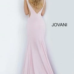 In Stock Jovani 02132 Size 8 Long Fitted Mermaid Stretch Glitter Prom Dress V Neck Cut Out Sexy
